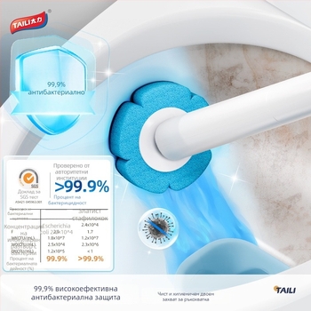 Еднократна стенна четка за тоалетна, пластмасова, тегло 0,417 кг, без мъртви ъгли