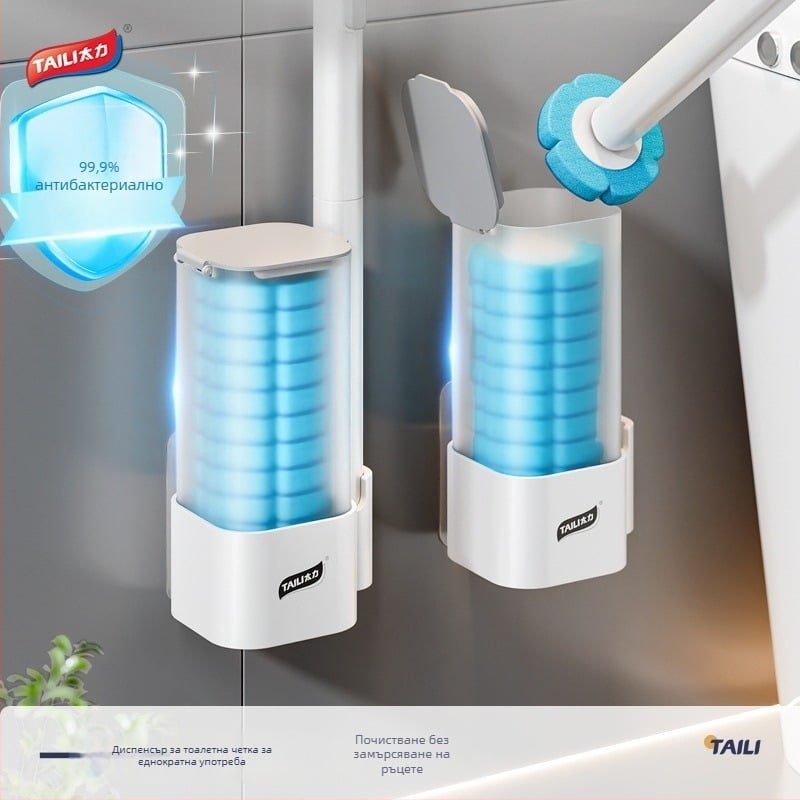 Еднократна стенна четка за тоалетна, пластмасова, тегло 0,417 кг, без мъртви ъгли