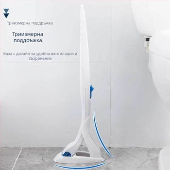 Kinbata пластмасов еднократен комплект за тоалетна четка с дълга дръжка и заменяема глава