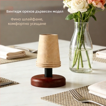 Стойка за чаши от орехово дърво за бюро — минималистичен офис организатор, съхранение на чаши за кафе и чай
