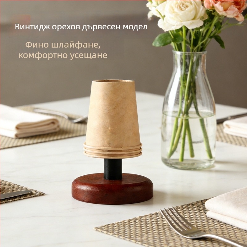 Стойка за чаши от орехово дърво за бюро — минималистичен офис организатор, съхранение на чаши за кафе и чай