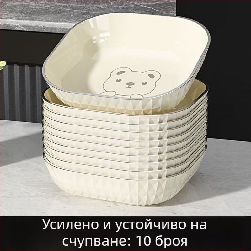Пластмасова квадратна чиния за закуски - прост стил, Нов китайски стил, за възрастни