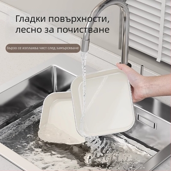 Пластмасова чиния за отделяне на кости – едноцветен модел, четиристранна форма, модерен минималистичен стил, възможност за печат на лого