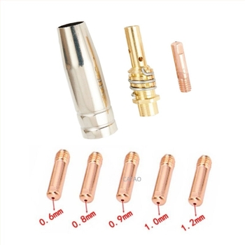 Защитна дюза за 15AK газово-защитено заваряване – комплект 12 броя; съвместим с 15AK; диаметри 0.6/0.8/0.9/1.0/1.2 мм; заваръчен ток 150 A