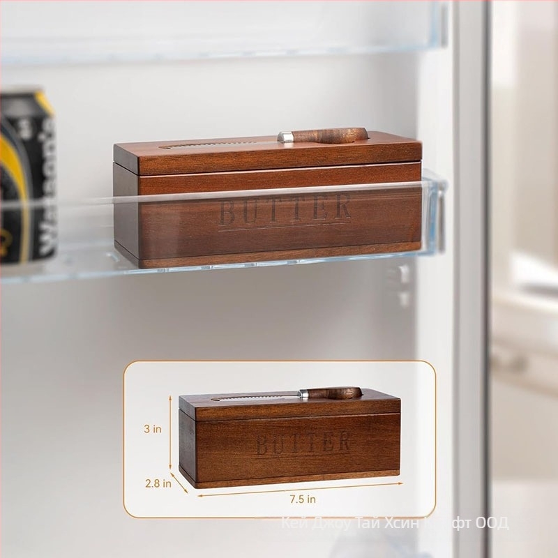 Дървена кутия за масло с капак и шпатула — съхранение на сирена и десерти, поднос за бюро за закуски и ядки, налична персонализация