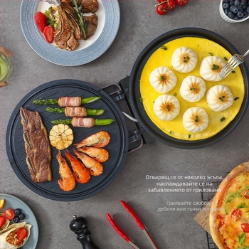 Dragon LD-BD303E Електрически тиган за палачинки с двустранно нагряване, 1200W, окачващ дизайн на плочата, подходящ за 2-3 души