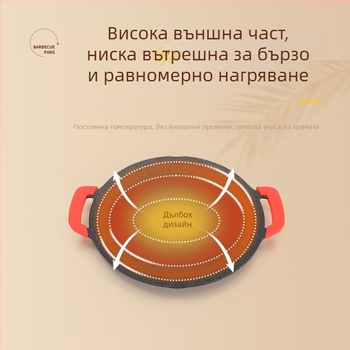 Кръгла алуминиева незалепваща тава за барбекю, преносима и многофункционална