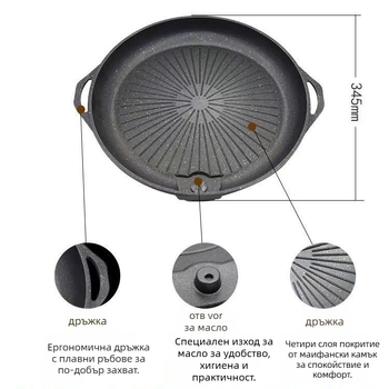 Корейски стил грил тиган Маифан камък - немазнен, бездимен, преносим, многофункционален, кръгъл