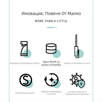 Еднократна стенна тоалетна четка с резервна глава, пластмасова
