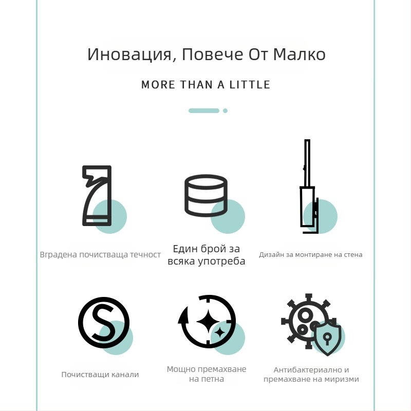 Еднократна стенна тоалетна четка с резервна глава, пластмасова