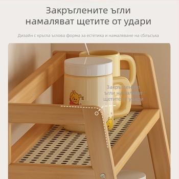 Настолен рафт за съхранение от бамбук, 2 слоя, мултифункционален, минималистичен