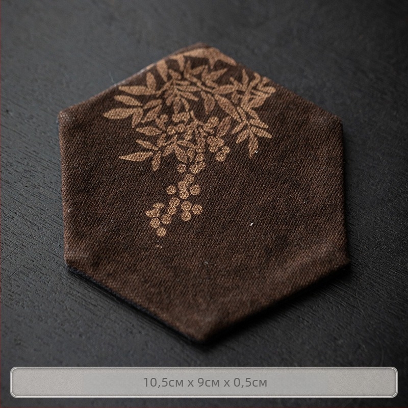 Подложка за чаши от плат за чайна церемония в китайски стил, шарена шарка, с печатано лого, опакована в хартиена кутия, тегло 0.05 кг