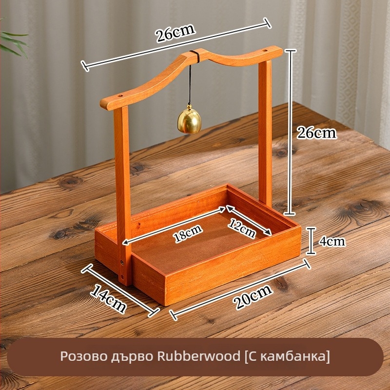 Масивен дървен поднос за сервиране с четири отделения, нов китайски стил, модел 3200, пуснат през 2026 г., премиум качество