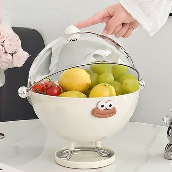 Плодова чиния за хол, пластмасова конструкция, дренажна тава, дисплей за закуски на кафе-масичка, прост стил, лансирана през 2024