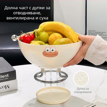 Плодова чиния за хол, пластмасова конструкция, дренажна тава, дисплей за закуски на кафе-масичка, прост стил, лансирана през 2024