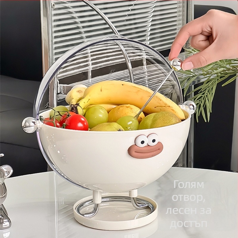 Плодова чиния за хол, пластмасова конструкция, дренажна тава, дисплей за закуски на кафе-масичка, прост стил, лансирана през 2024