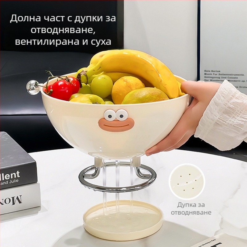 Плодова чиния за хол, пластмасова конструкция, дренажна тава, дисплей за закуски на кафе-масичка, прост стил, лансирана през 2024