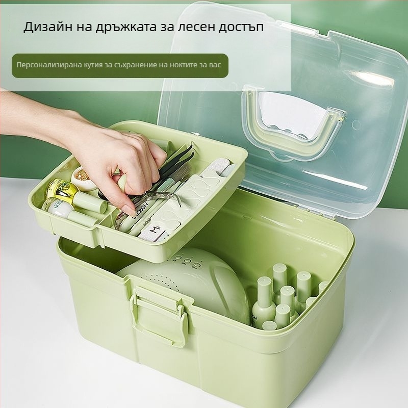 Кутия за маникюрни инструменти, голям капацитет, многослойна преносима кутия, пластмасова, марка Fairy Jiayi, 1 кг