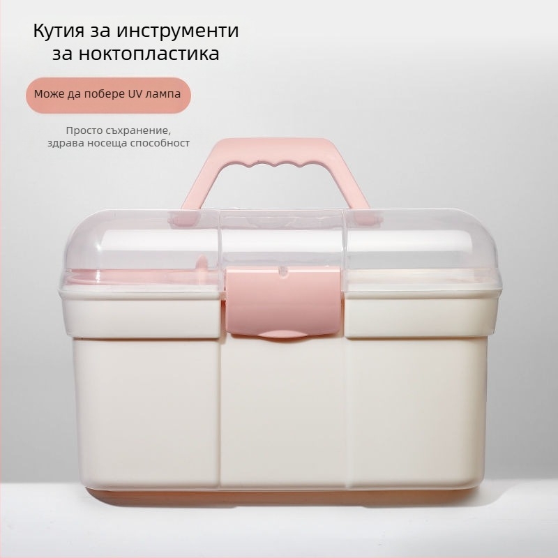 Кутия за маникюрни инструменти, голям капацитет, многослойна преносима кутия, пластмасова, марка Fairy Jiayi, 1 кг