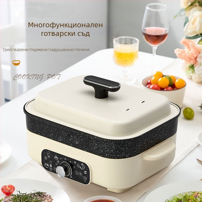 Електрическа мултифункционална тенджера 4–5 л, мощност 1200–1500 W, вътрешен съд от алуминиева сплав, регулиране на температурата и защита от пресушаване