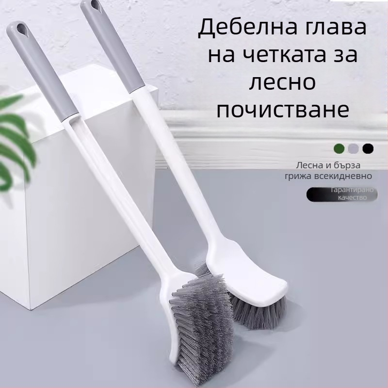 Четка за тоалетна с удебелена дълга дръжка, стенно монтирана, с меки влакна, за клек тоалетни (Материал: гъба)
