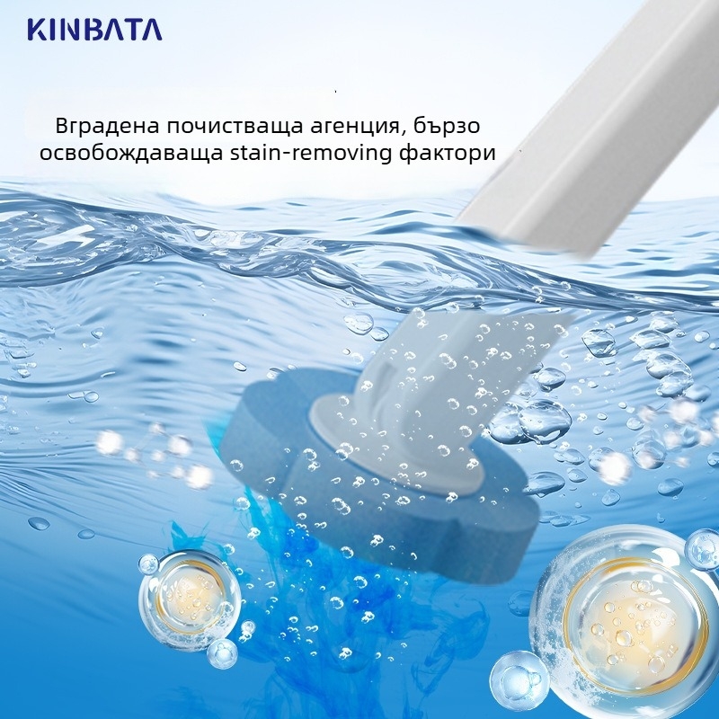 Kinbata еднократен комплект за четка за тоалетна с безъгълна конструкция и сменяема глава, модел A-023, пластмасова, 30 бр в опаковка