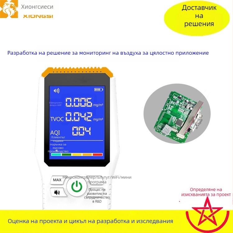 Fei Meng WiFi PCBA платка за мониторинг на въздуха – сензори за температура и влажност, TVOC, CO2 и формалдехид