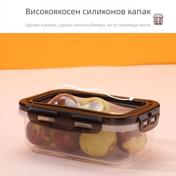 Кутия за обяд с уплътнено съхранение — силиконов хранителен клас; форма: кръгло-правоъгълна; микровълнова съвместимост; капацитет: 301–500 ml / 501–800 ml / 800–1000 ml / 1–2 L