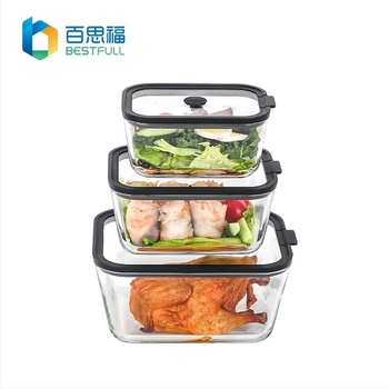 BESTFULL Кутия за съхранение на храни с капак от закалено стъкло, боросиликат, подходяща за микровълнова и фурна