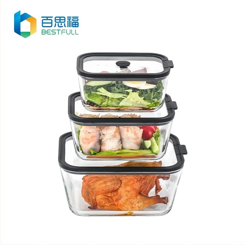 BESTFULL Кутия за съхранение на храни с капак от закалено стъкло, боросиликат, подходяща за микровълнова и фурна