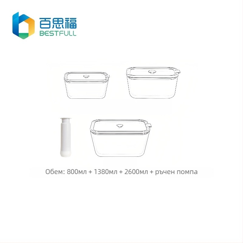 BESTFULL Кутия за съхранение на храни с капак от закалено стъкло, боросиликат, подходяща за микровълнова и фурна