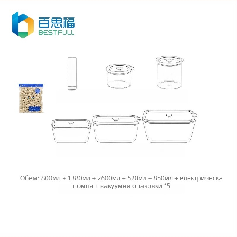 BESTFULL Кутия за съхранение на храни с капак от закалено стъкло, боросиликат, подходяща за микровълнова и фурна