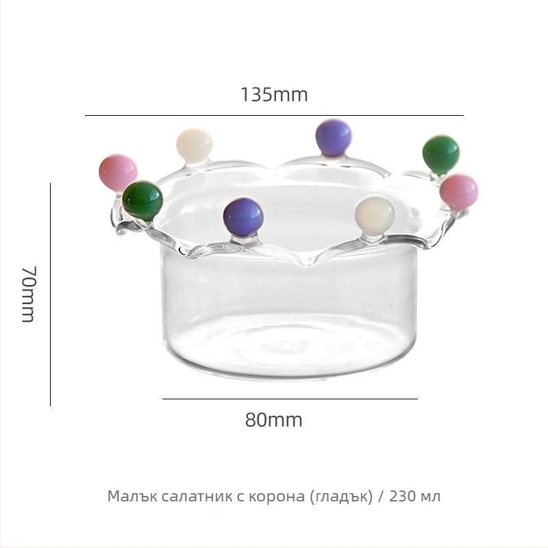 Купа — Ин-стил Корона Фея дизайн, Боросиликатно стъкло, Микровълнова безопасна, Подходяща за подарък