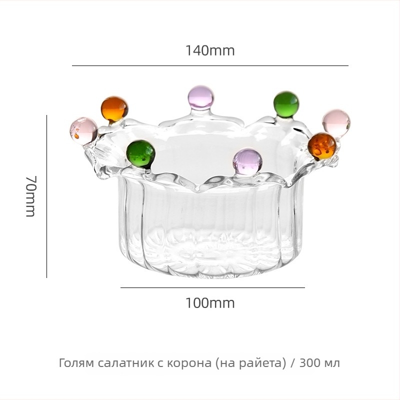Купа — Ин-стил Корона Фея дизайн, Боросиликатно стъкло, Микровълнова безопасна, Подходяща за подарък