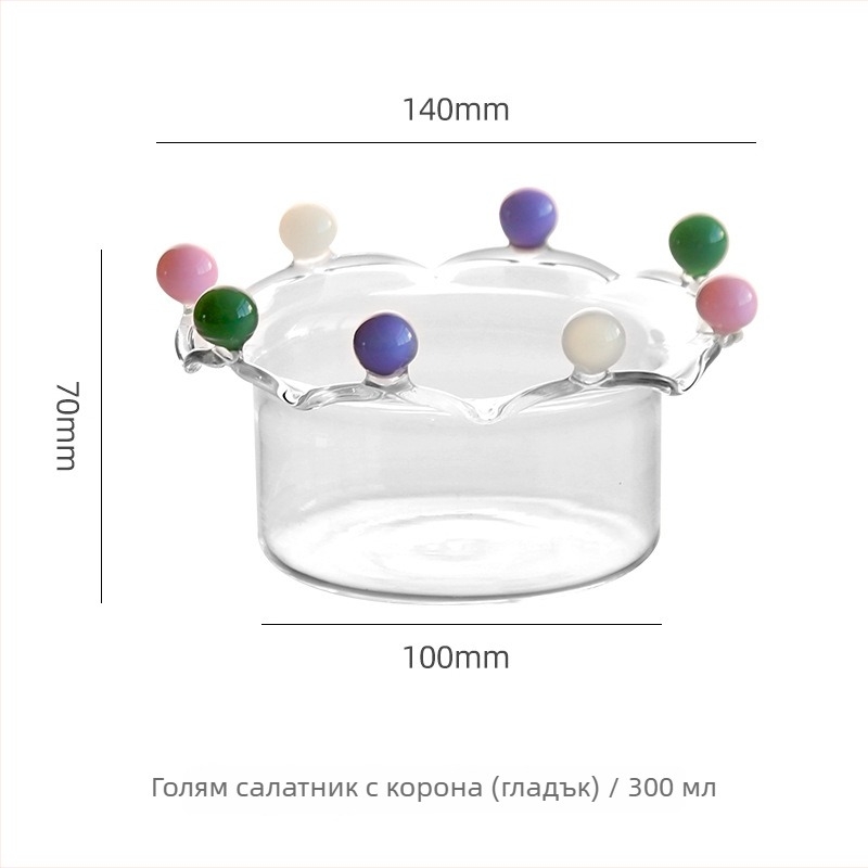 Купа — Ин-стил Корона Фея дизайн, Боросиликатно стъкло, Микровълнова безопасна, Подходяща за подарък