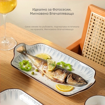 Yahaoda порцеланов сервиз за съдове за хранене – модерен минималистичен стил с ивици под глазура, подходящ за микровълнова, опции 28/46/38/52/35 парчета