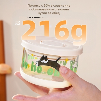 Ланч бокс от боросиликатово стъкло – подходящ за микровълнова, повторна употреба, капацитет 301–500 мл