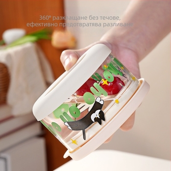 Ланч бокс от боросиликатово стъкло – подходящ за микровълнова, повторна употреба, капацитет 301–500 мл