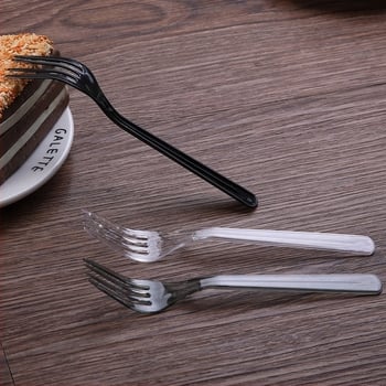 Пластмасова еднократна четиризъбна вилица за торта, усилена, PS пластмаса, марка Beihou, тегло 3.2 g