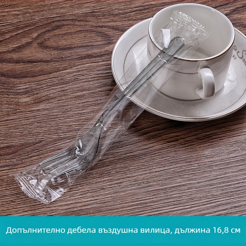 Пластмасова еднократна четиризъбна вилица за торта, усилена, PS пластмаса, марка Beihou, тегло 3.2 g