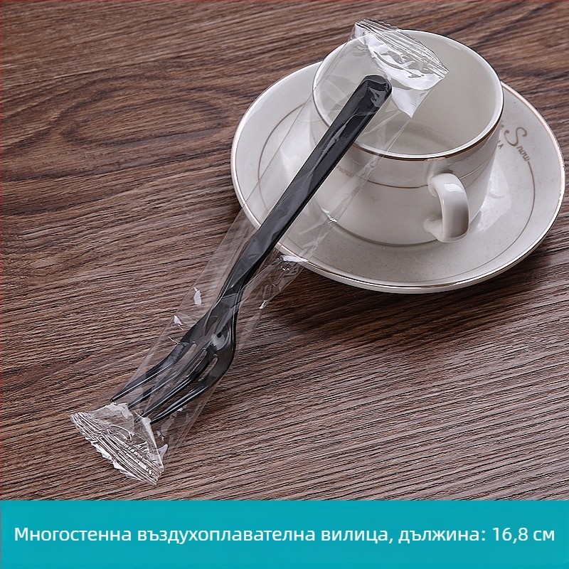 Пластмасова еднократна четиризъбна вилица за торта, усилена, PS пластмаса, марка Beihou, тегло 3.2 g