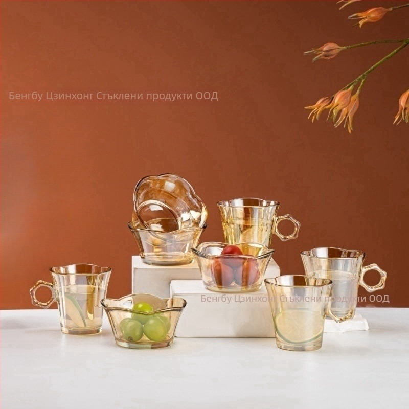 Стъклен комплект за хранене – висок клас, лек лукс, ретро стил, за възрастни, марка Wan meizhiya