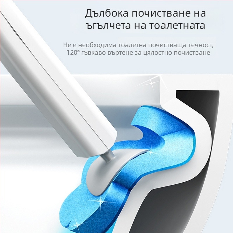 CCKO стенна еднократна четка за тоалетна с подменяема глава, пластмасова, модерен минималистичен дизайн.