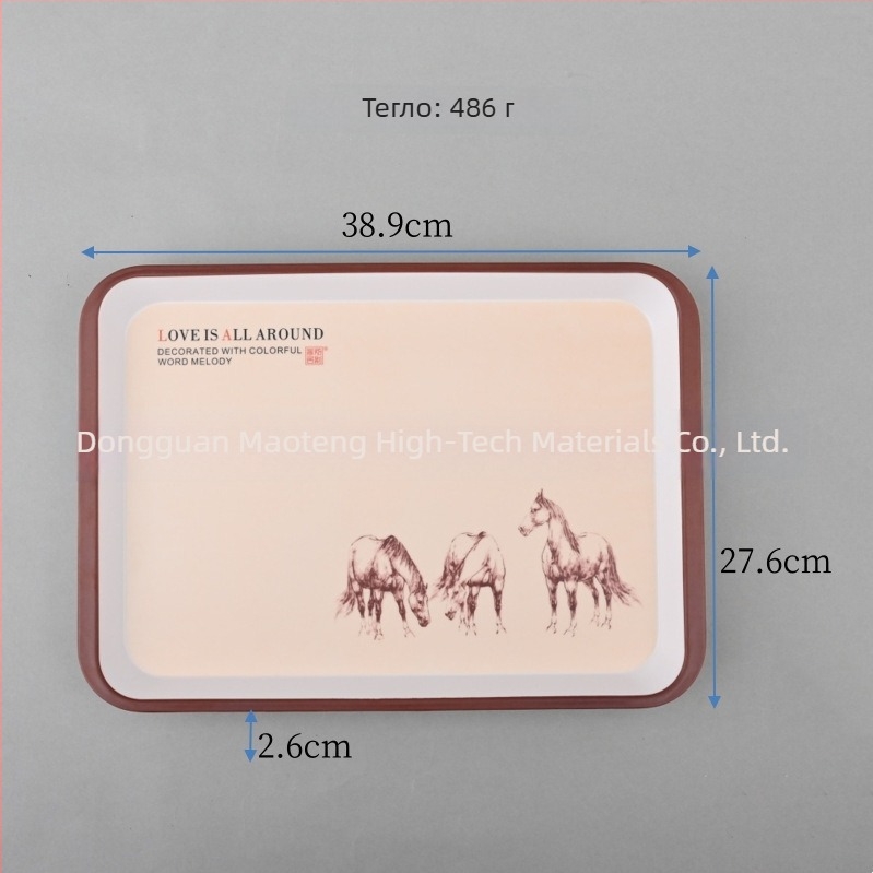 Правоъглена тава от серия Pallet, меламинова имитация порцелан, персонализиране по заявка, печат на лого възможен, подходяща за подаръци