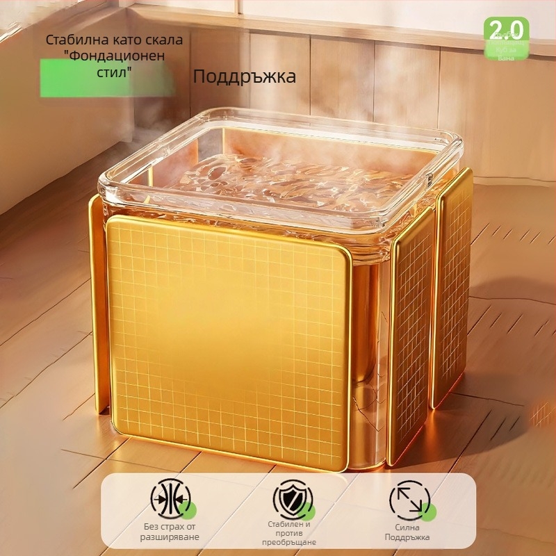 Сгъваема квадратна вана за баня, вътрешна употреба, екологично PVC, за двама, повдигнати ръбове