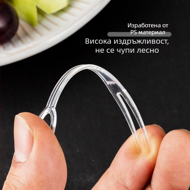 Еднократна вилица за плодове, PS полистирол, сърцевидна форма, индивидуално опакована, 500 броя в опаковка, Shake box