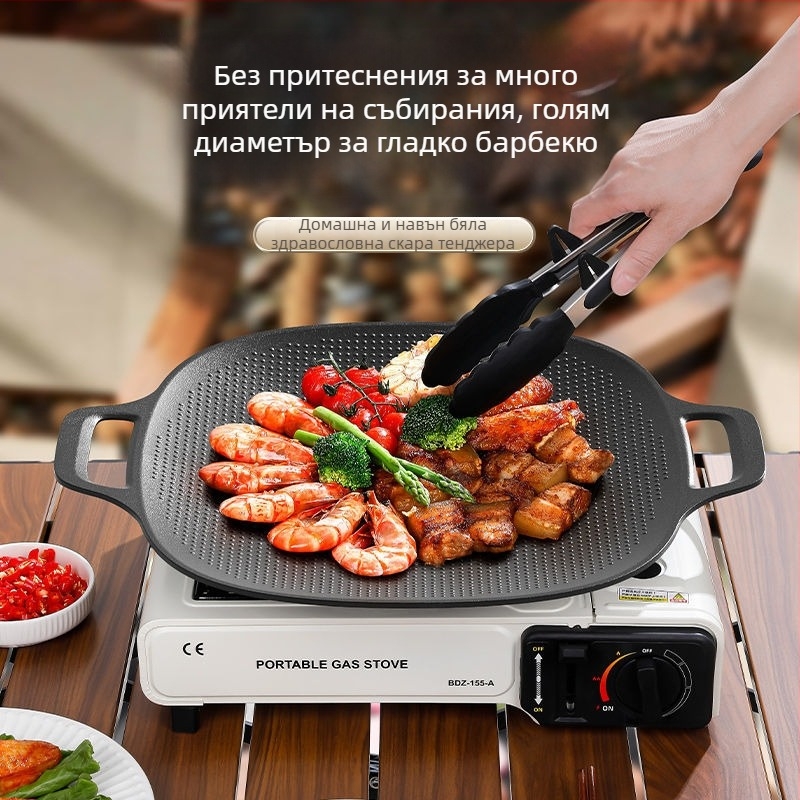 Грил тиган за къмпинг на открито – Корейско BBQ Teppanyaki, сплав, квадратна форма, индукционно съвместим, електрофорезно покритие, сгъваем