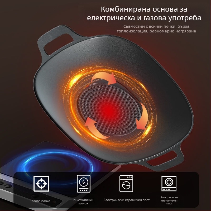 Грил тиган за къмпинг на открито – Корейско BBQ Teppanyaki, сплав, квадратна форма, индукционно съвместим, електрофорезно покритие, сгъваем