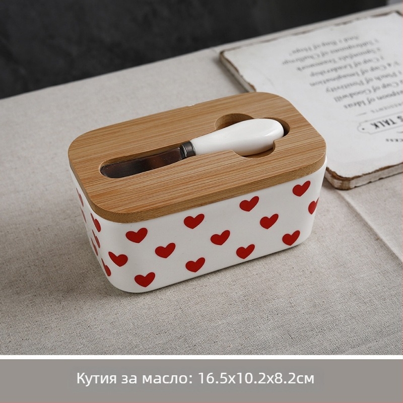 Емайлирана чиния за масло с капак, модерен минималистичен стил, номер на продукта A, ексклузивен трансграничен износ