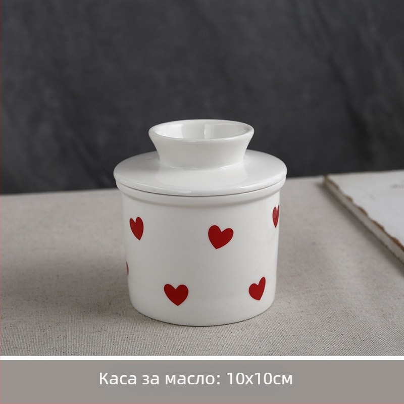 Емайлирана чиния за масло с капак, модерен минималистичен стил, номер на продукта A, ексклузивен трансграничен износ